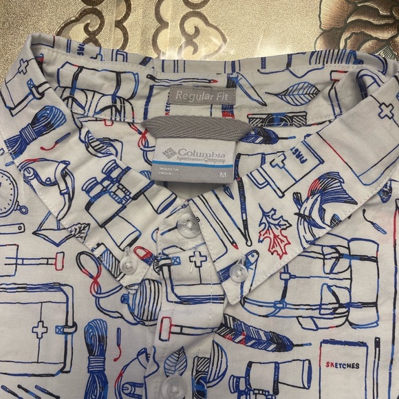 Columbia Men's Rapid Rivers Printed Short Sleeve Size XXL/ M. Mountain Red Camp - Picture 3 of 11